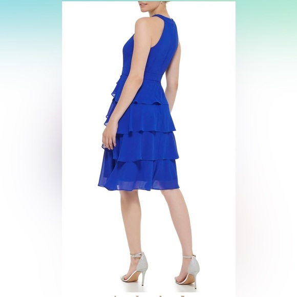 Jessica Howard Women's Chiffon Tiered Sleeveless-Cocktail Or Party new - Picture 3 of 9